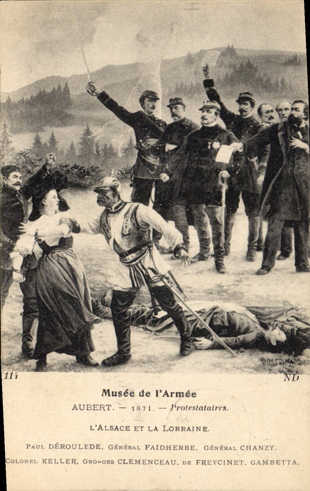 Vintage Postcard Militaria Museum of the army Aubert Protesters Alsace and Lorraine Paul Deroulede General Faidherbe Chanzy Keller Clemenceau Freycinet Gambetta