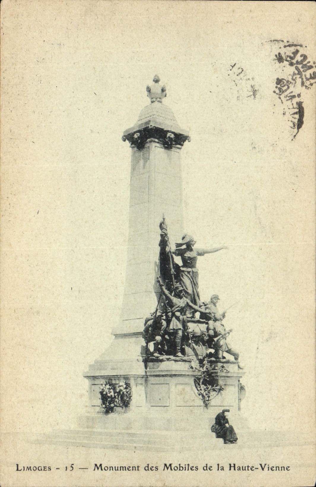 Vintage Postcard Militaria Monument of the Mobiles of High Vienna Limoges