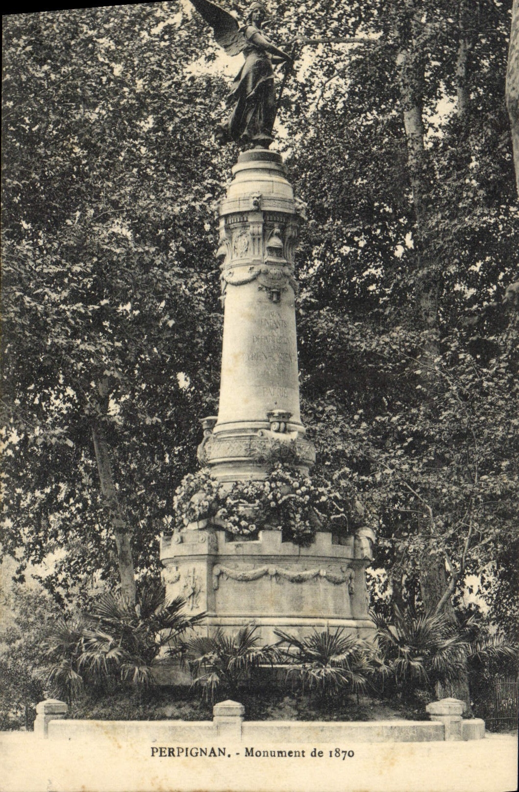 Vintage Postcard Militaria Monument of 1870 Perpignan