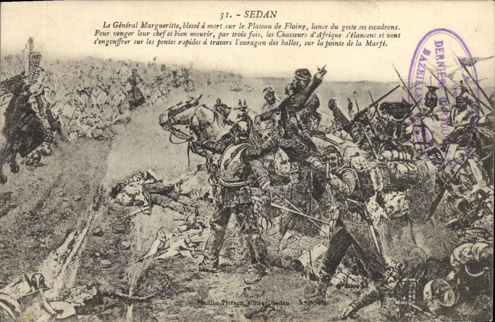 Vintage Postcard Militaria Sedan General the Marguerite wounds on the plate of Floing