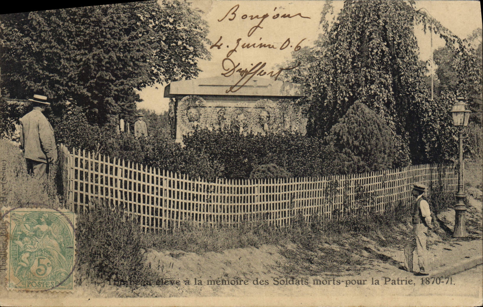 Postal Militaria Monumento Tumba alumno tiene la memoria de los soldados muertos para la patria 1870 1871