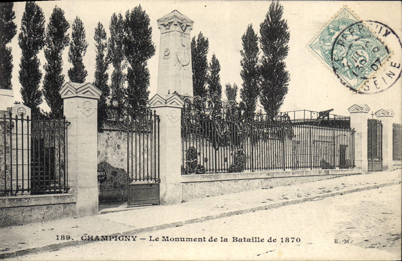 Vintage Postcard Militaria Monument of the battle of 1870 Champigny