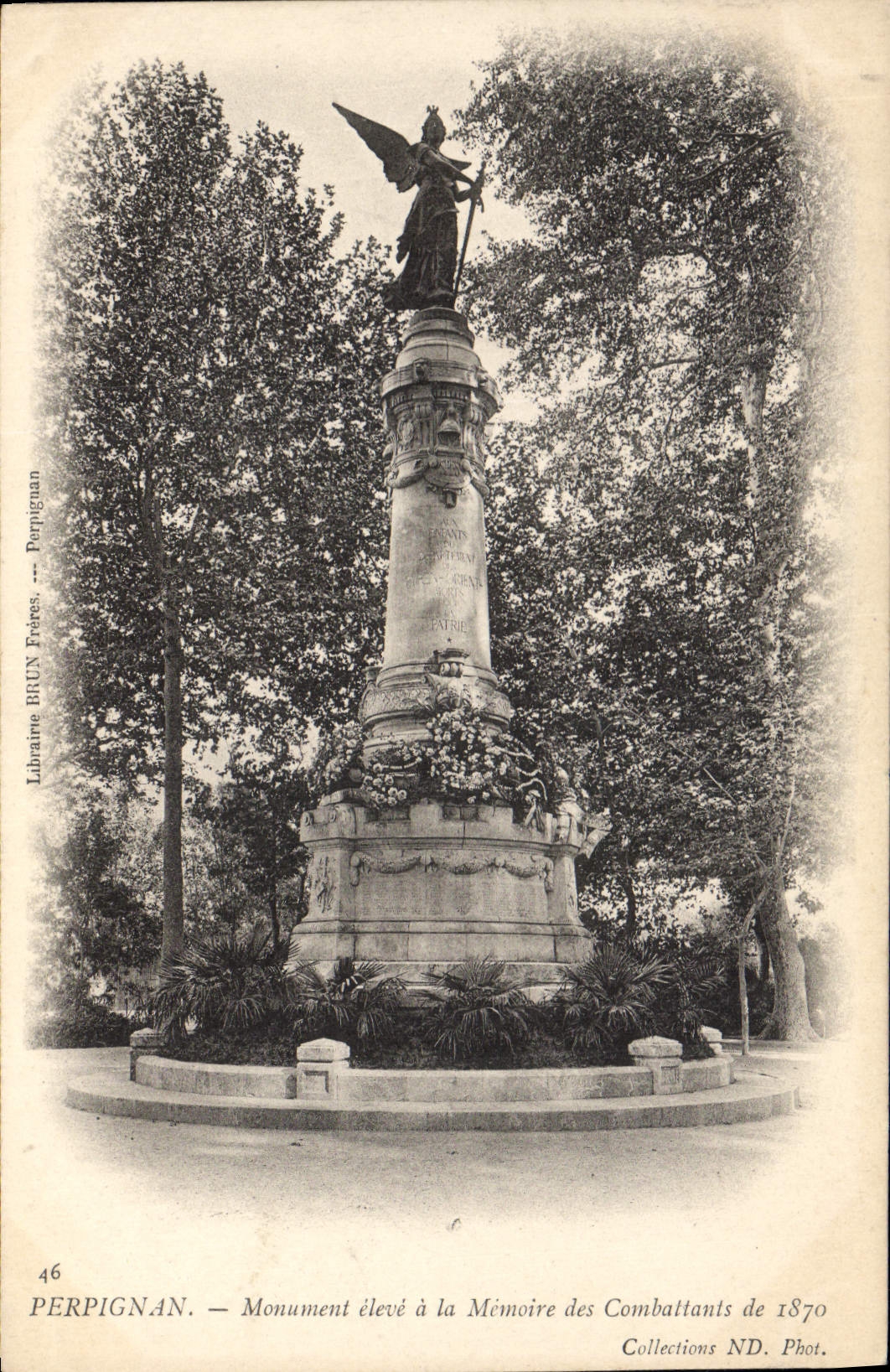Vintage Postcard Militaria Monument high has the memory of the combatants of 1870 Perpignan