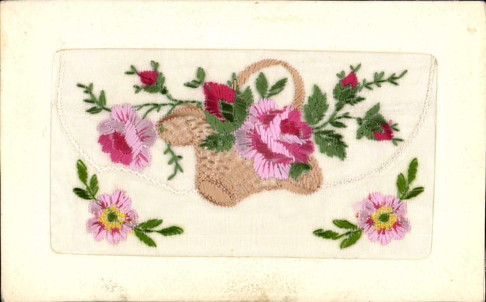 CPA Fantaisie Toilee Fleurs 