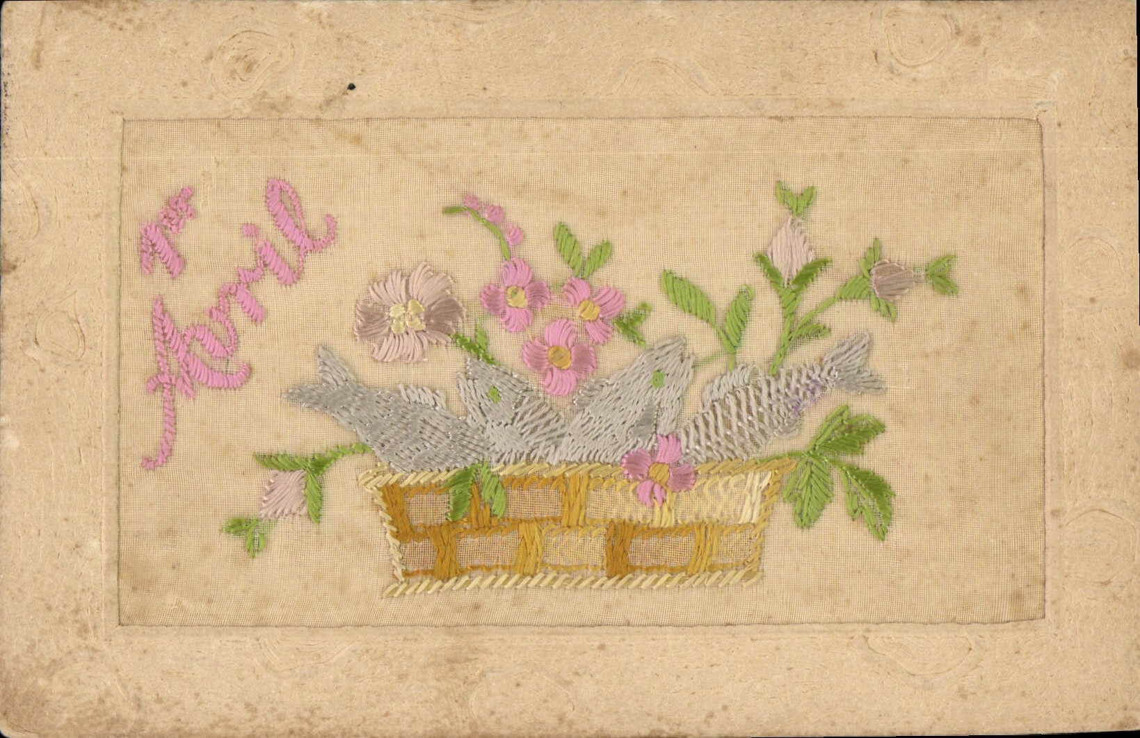 CPA Fantaisie Toilee Fleurs 