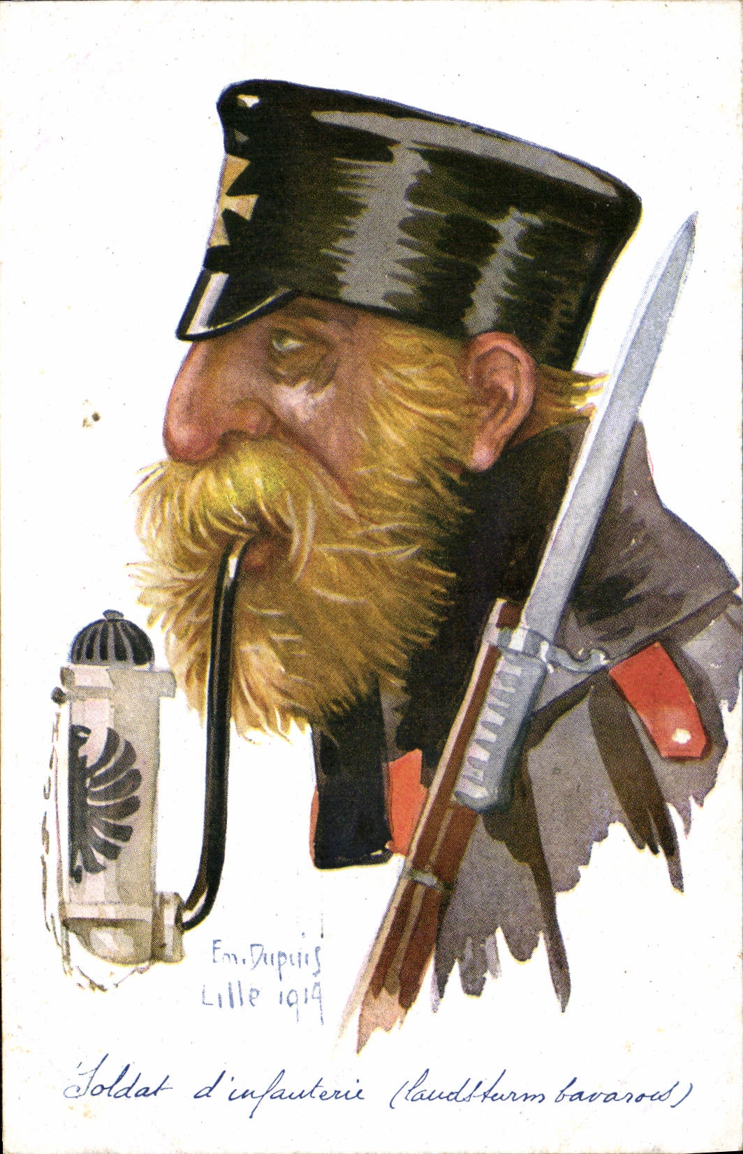 CPA Fantaisie Illustrateur Dupuis Militaria Soldat d'infanterie Bavarois Baviere