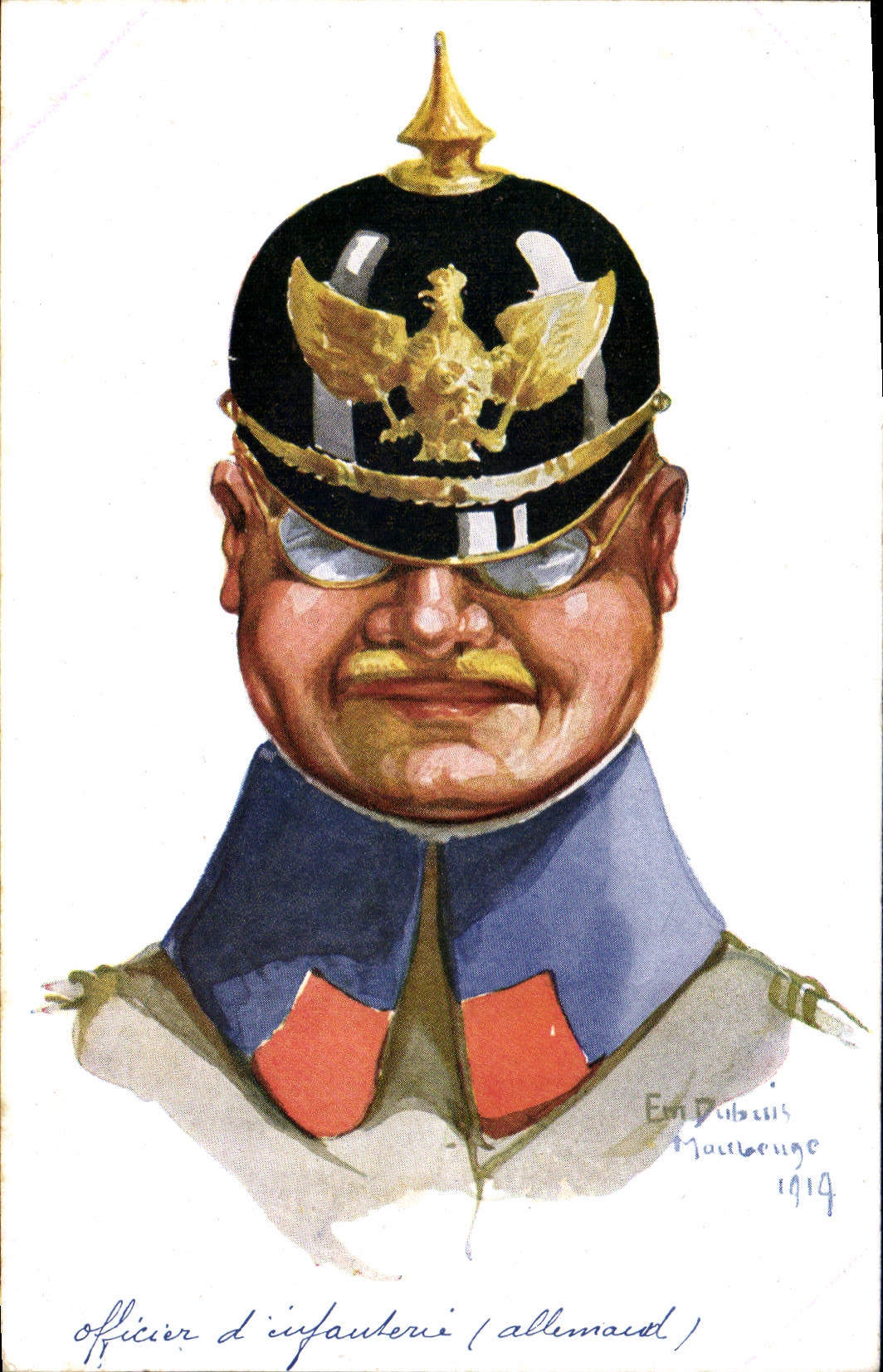 CPA Fantaisie Illustrateur Dupuis Militaria Officier d'infanterie allemand