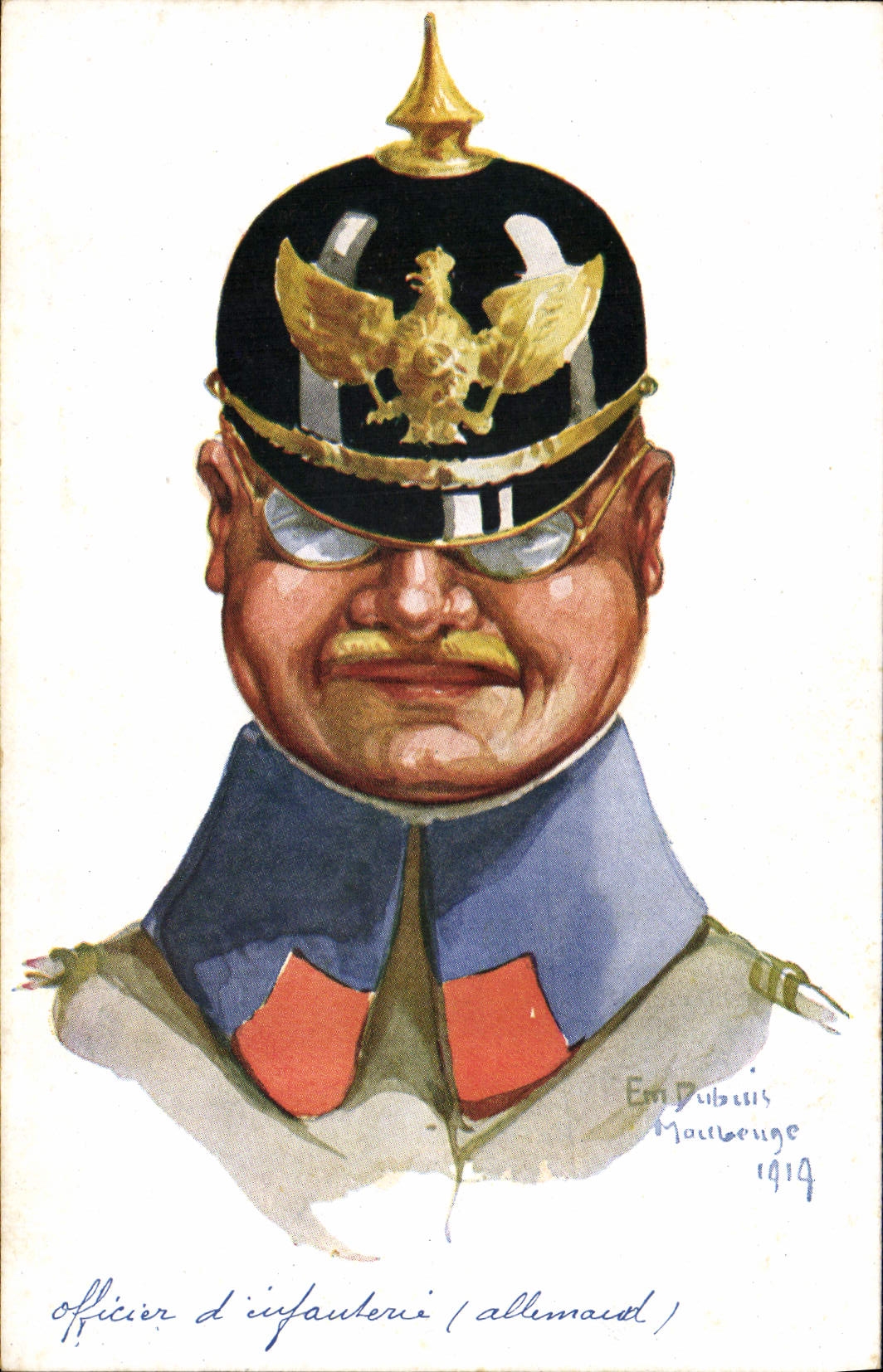 CPA Fantaisie Illustrateur Dupuis Militaria Officier d'infanterie allemand
