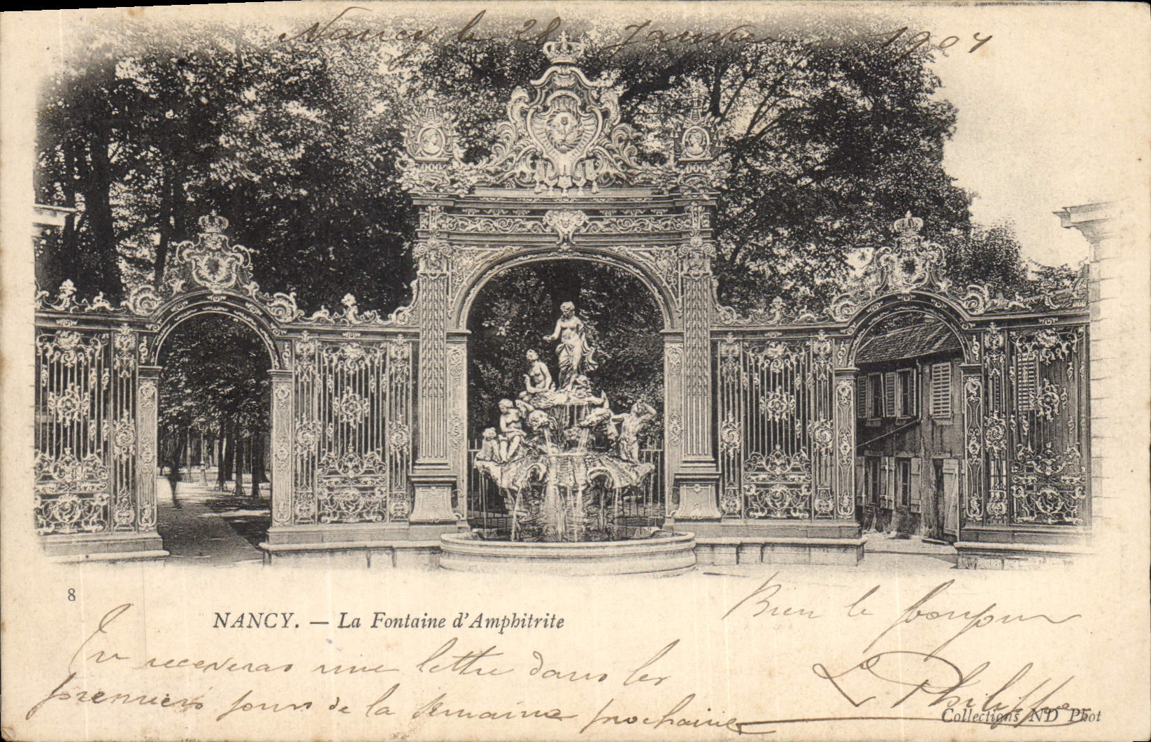 Vintage Postcard Nancy the fountain of Amphitrite