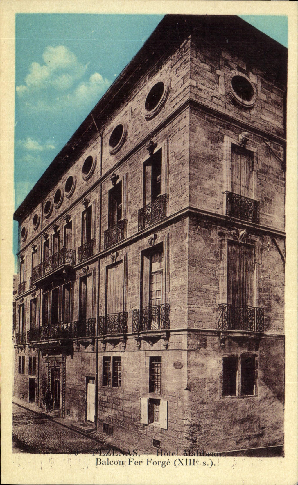Vintage Postcard Tezenas Hotel Malbran Balcony wrought iron