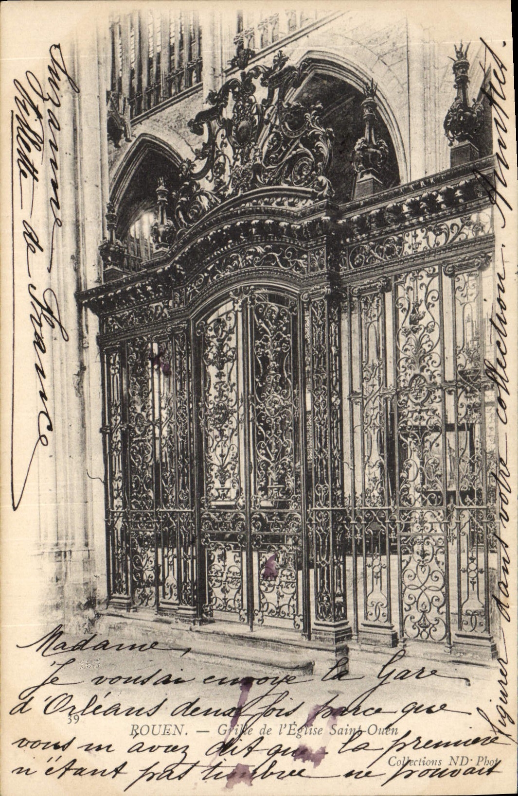 CPA Rouen Grille de l'eglise Sasint Ouen 