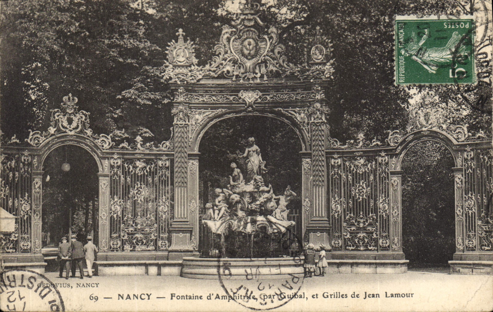 CPA Nancy Place Stanislas Fontaine d'Amphitrite Grilles de Jean Lamour