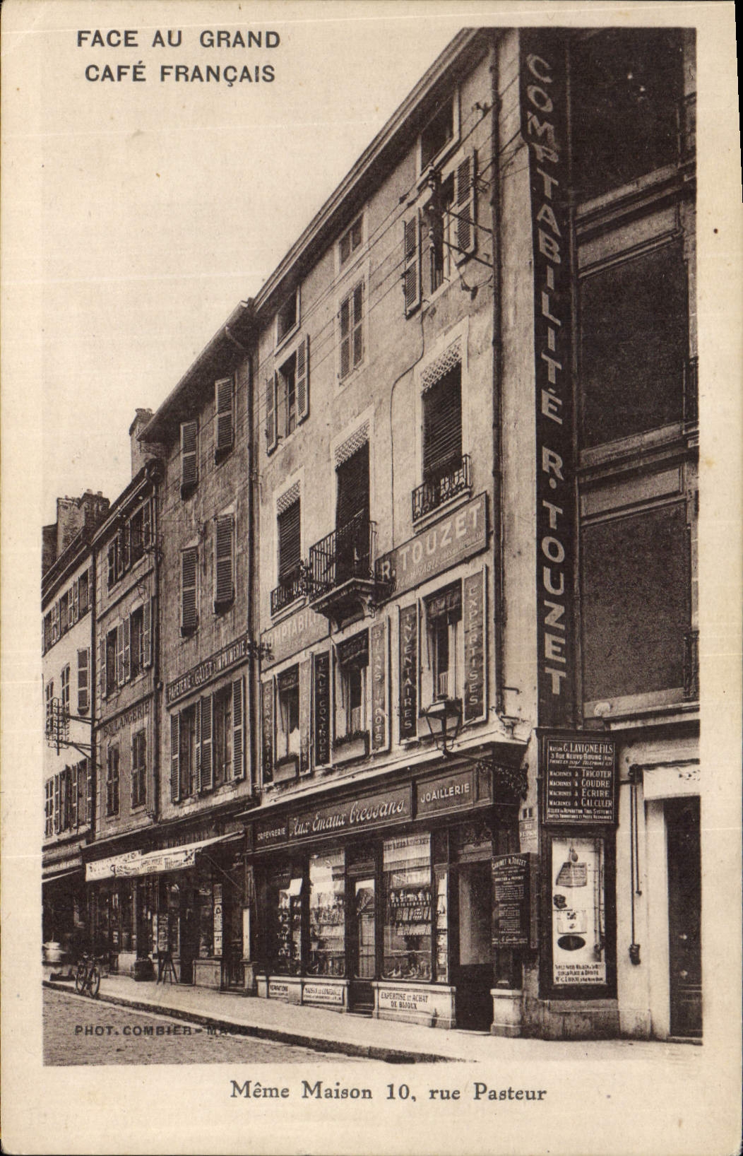 Postal Cara del Grande Café Francés Contabilidad Touzet Joyas