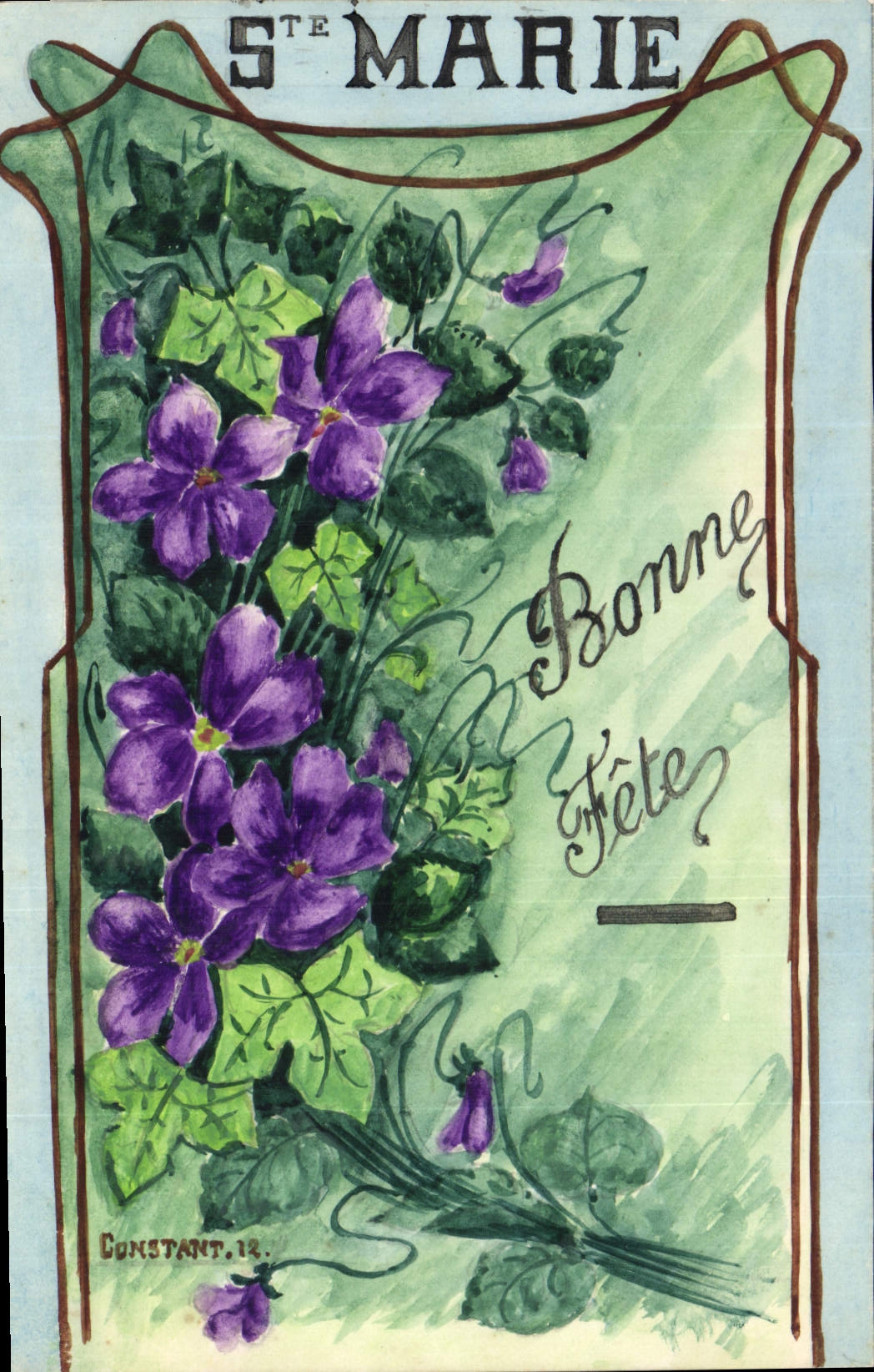 CPA Fantaisie (dessin a la main) Fleurs Ste Marie 