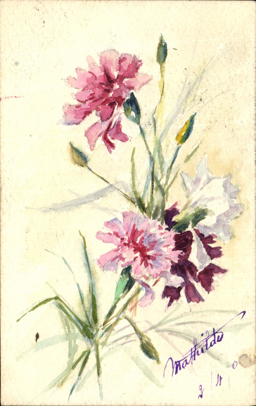 CPA Fantaisie (dessin a la main) Fleurs 