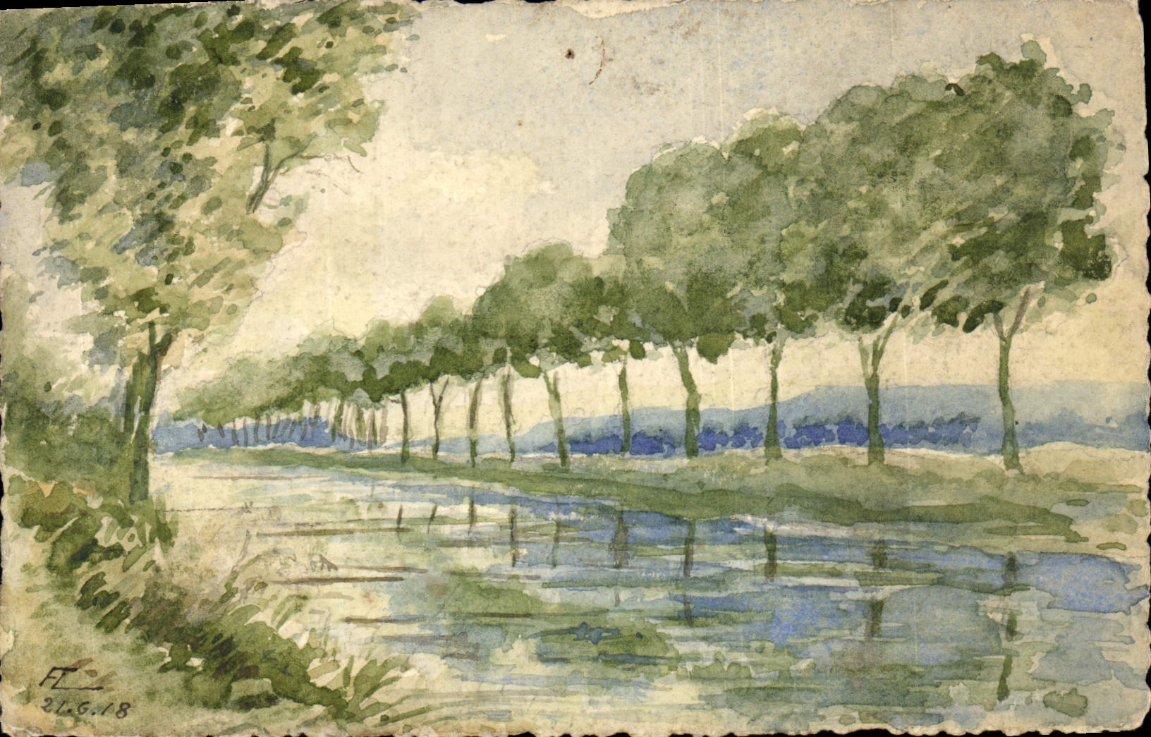 CPA Fantaisie (dessin a la main) Paysage 