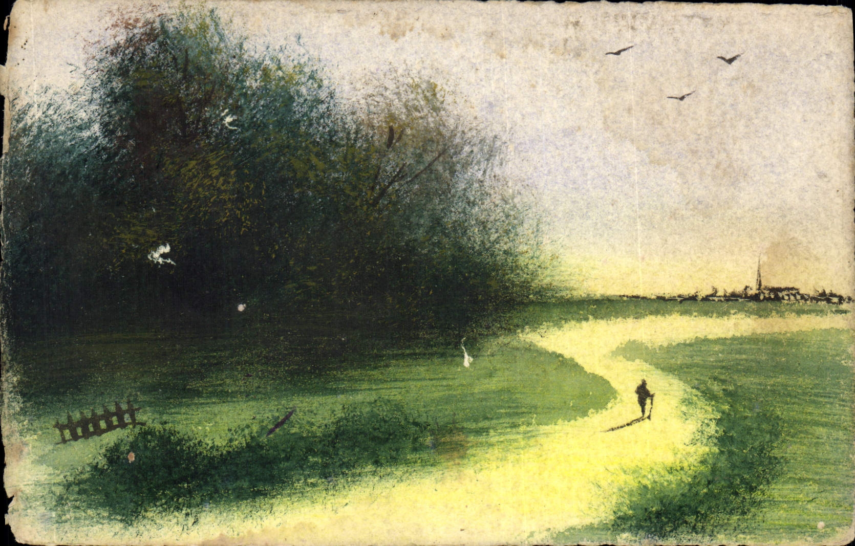 CPA Fantaisie (dessin a la main) Paysage 