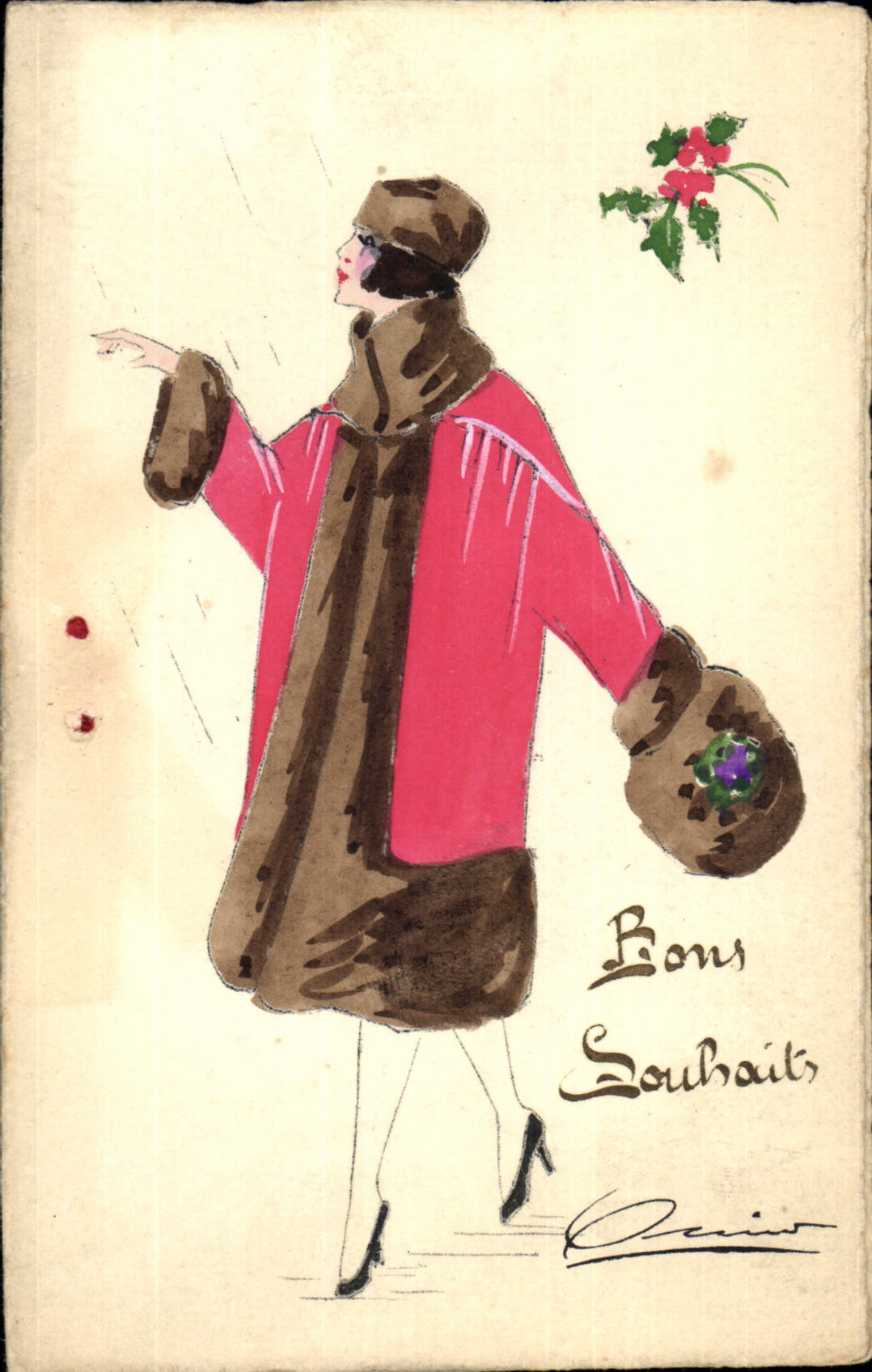 CPA Fantaisie (dessin a la main) Femme 