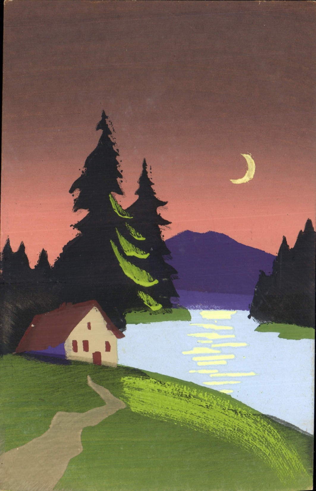 CPA Fantaisie (dessin a la main) Paysage 