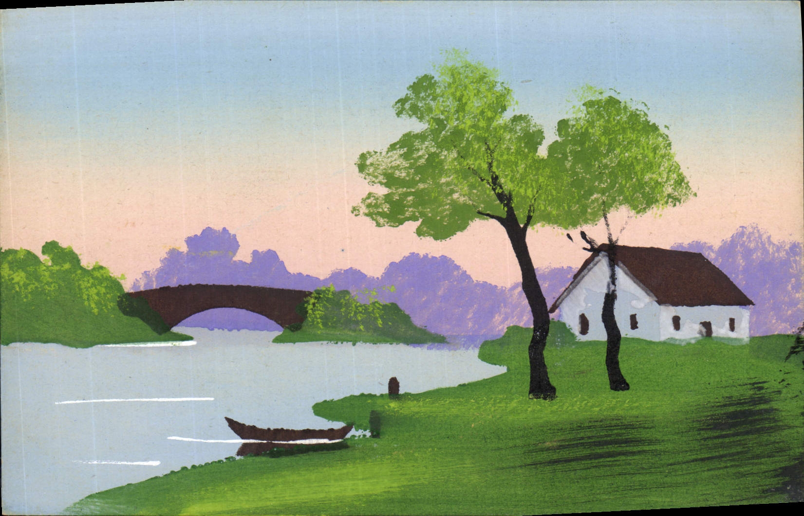 CPA Fantaisie (dessin a la main) Paysage 