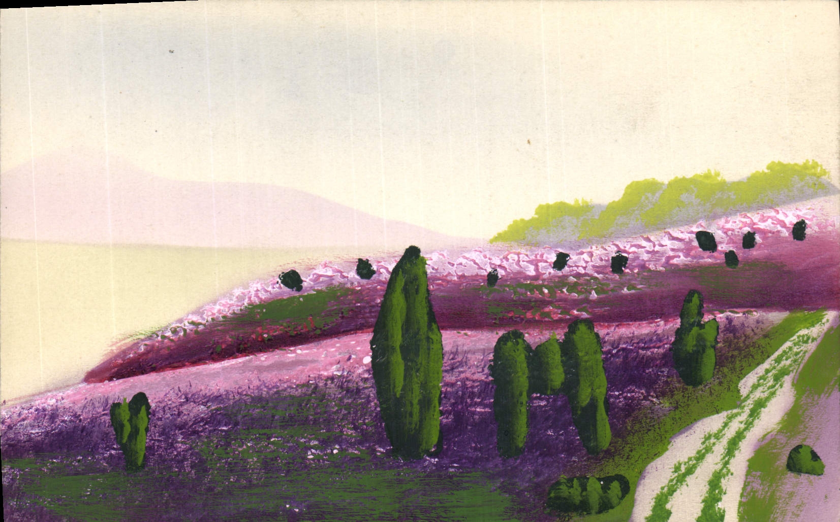 CPA Fantaisie (dessin a la main) Paysage 