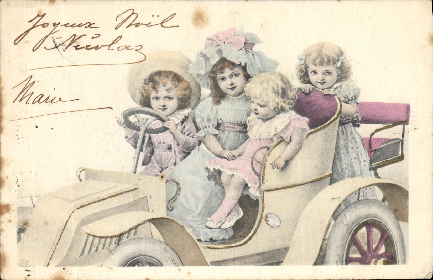CPA Fantaisie Enfants Automobile 