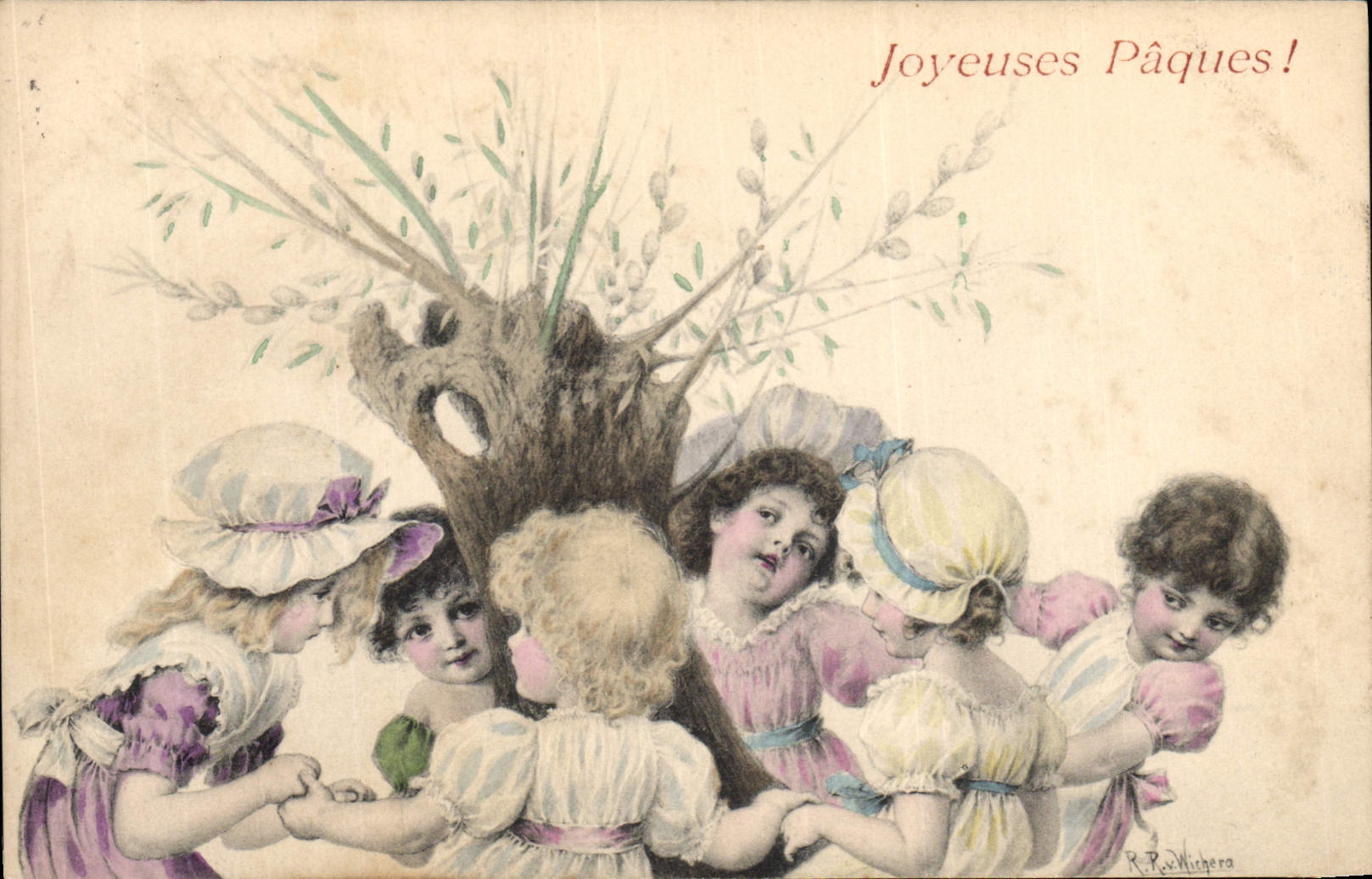 CPA Fantaisie Enfants Paques 