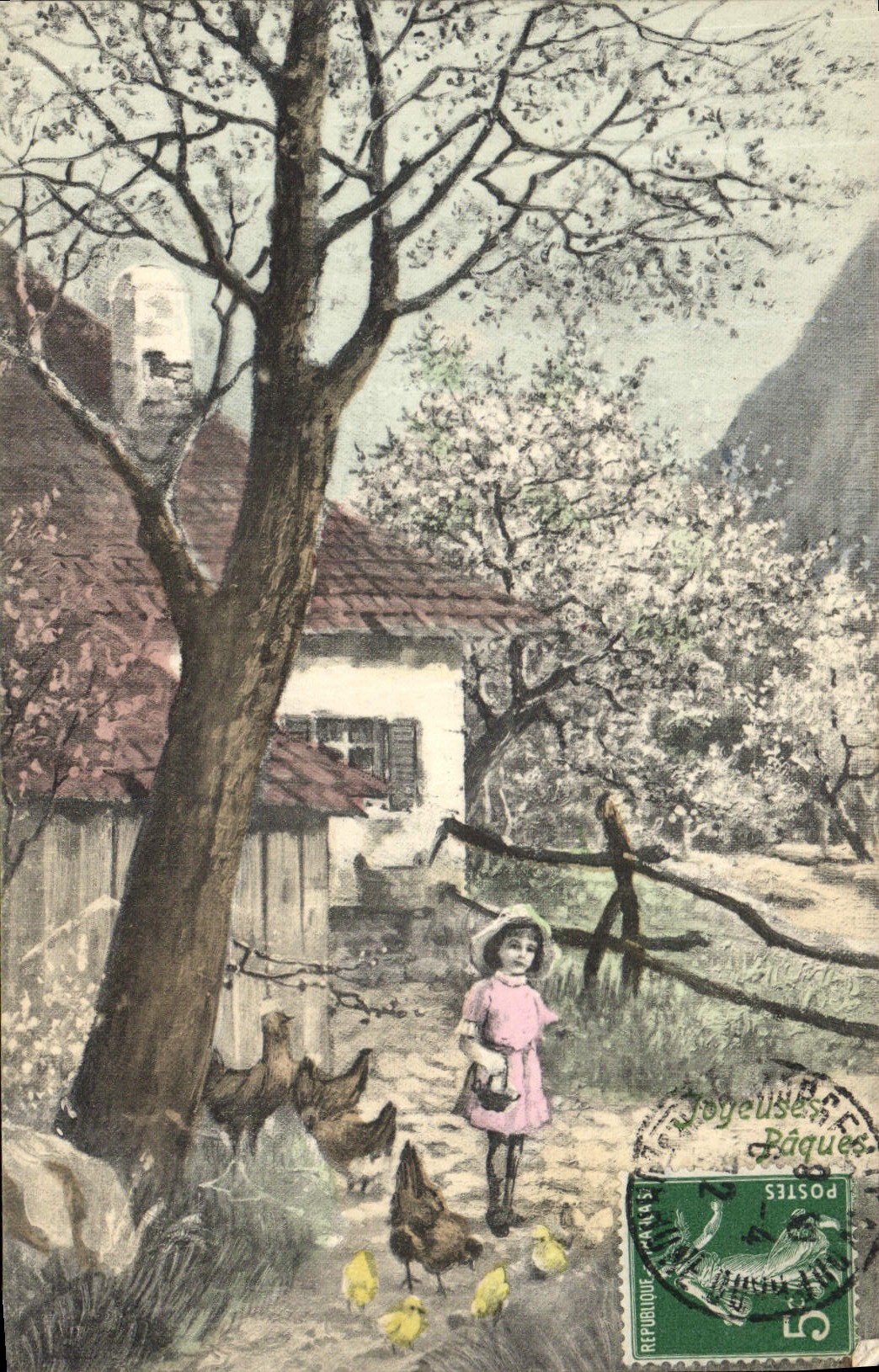 CPA Fantaisie Enfant Poules 