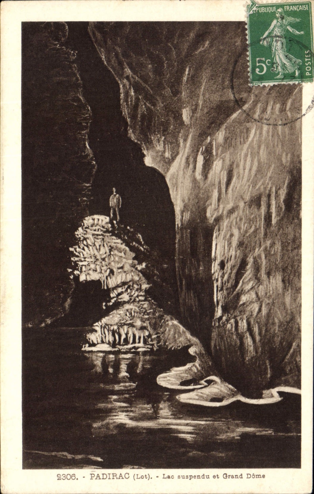 CPA Grotte Grottes Padirac Lac suspendu et Grand Dome