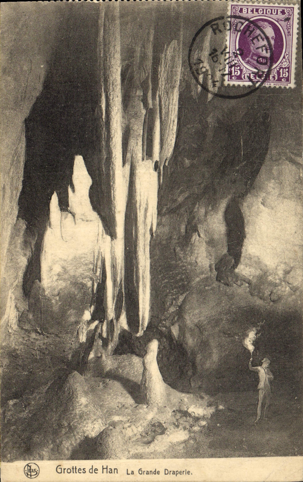 CPA Grotte Grottes de Han La grande draperie