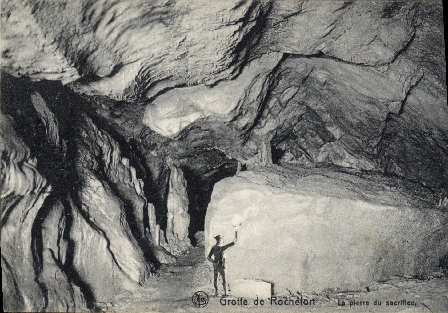 Vintage Postcard Cave of Rochefort stone of the sacrifice Caves