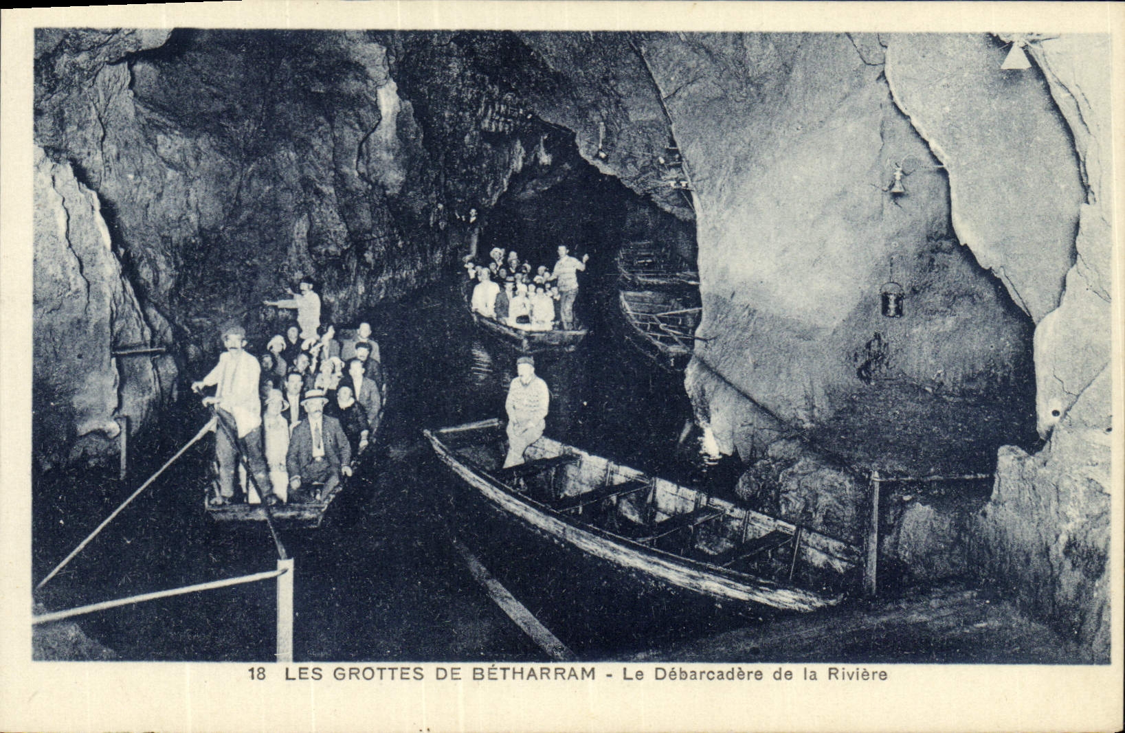 Vintage Postcard Cave Caves of Betharram the unloading dock of the river Boat
