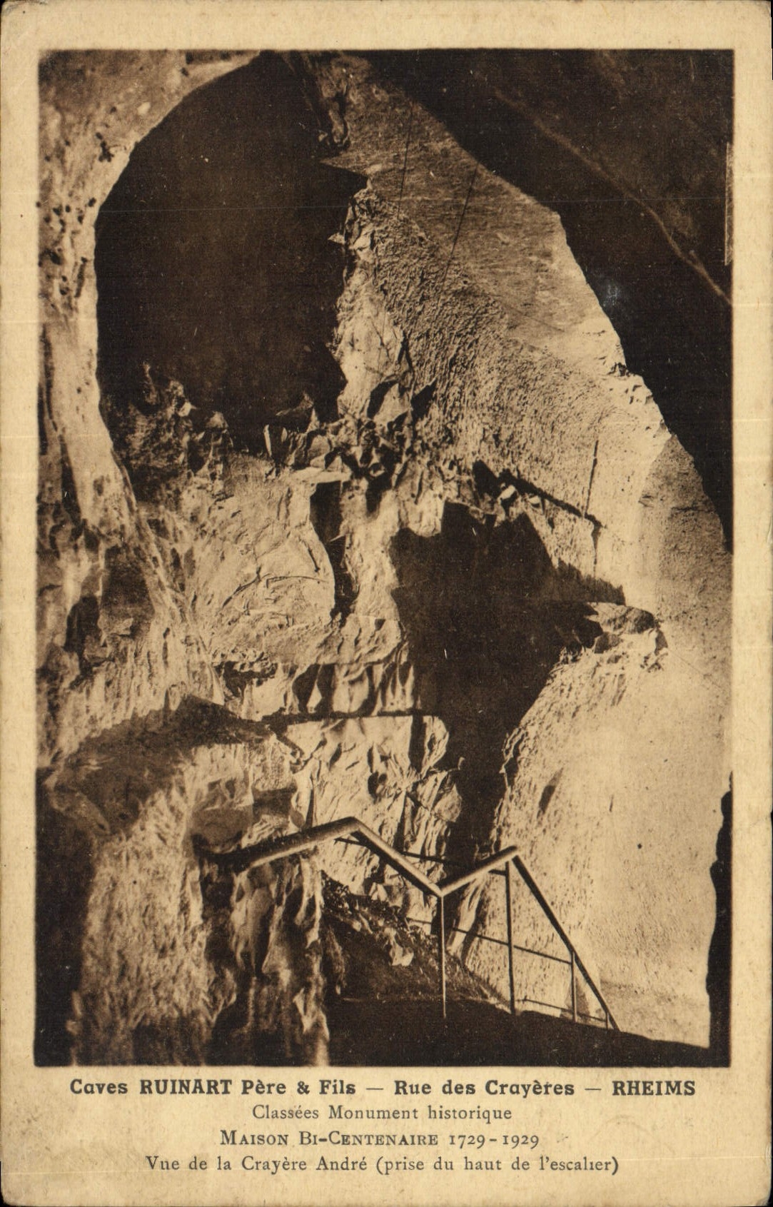 CPA Grotte Grottes Caves Ruinart Pere & Fils Rue des Crayeres Rheims Vue de la Crayere Andre
