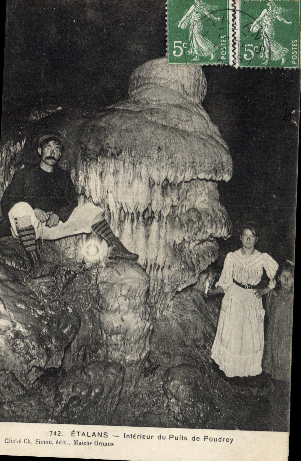 Postal Gruta Grutas Etalans Interior del Pozo de Poudrey