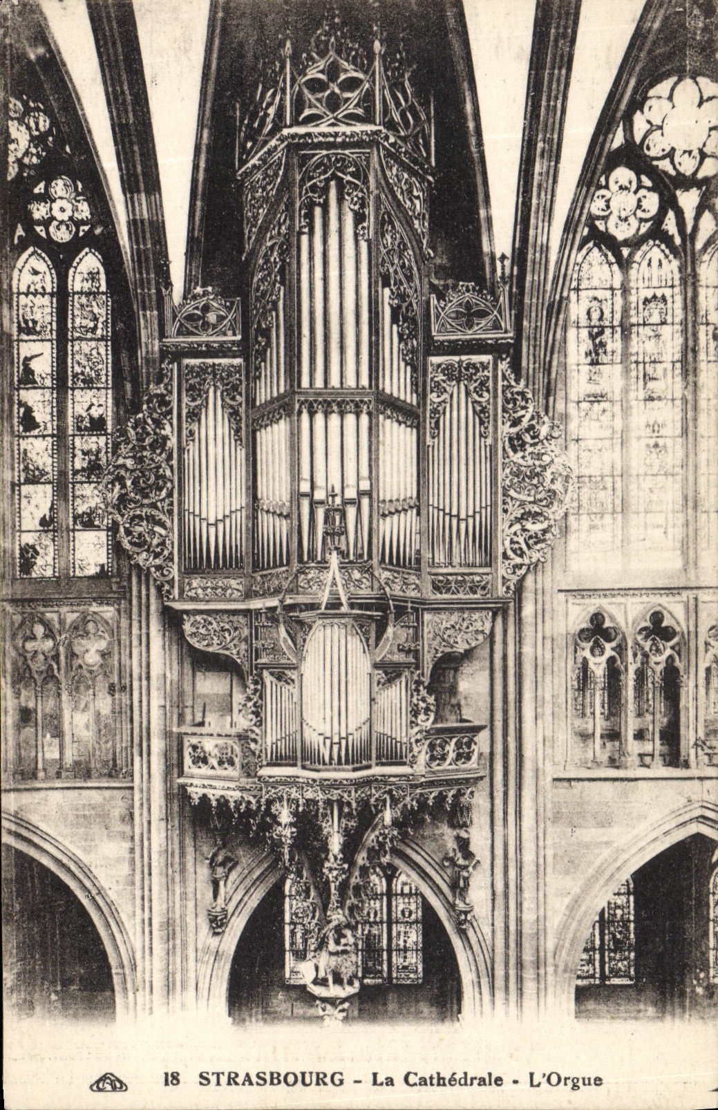 Postal Órgano Estrasburgo la catedral el órgano