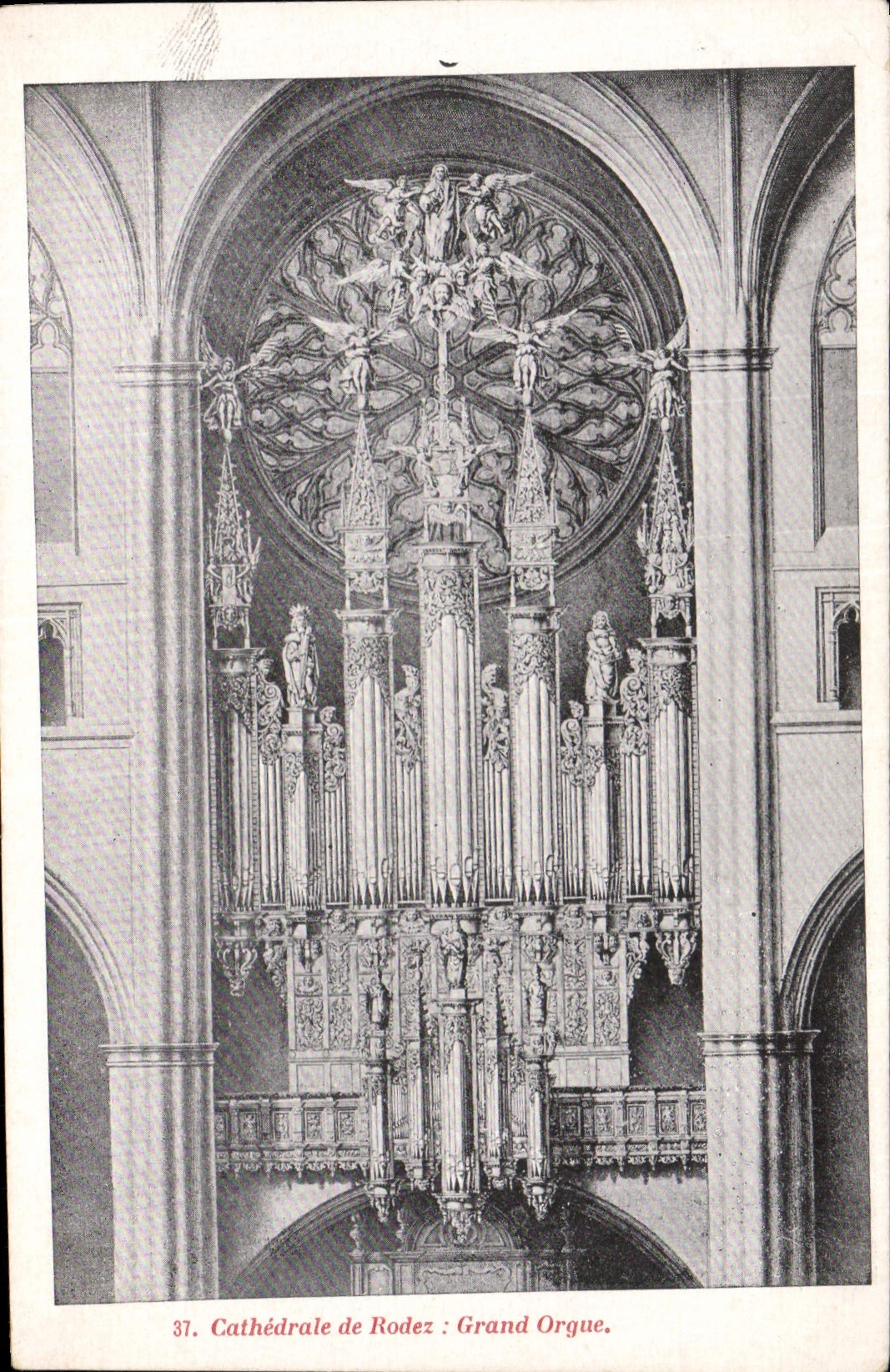 Postal Órgano Catedral de Rodez Gran órgano