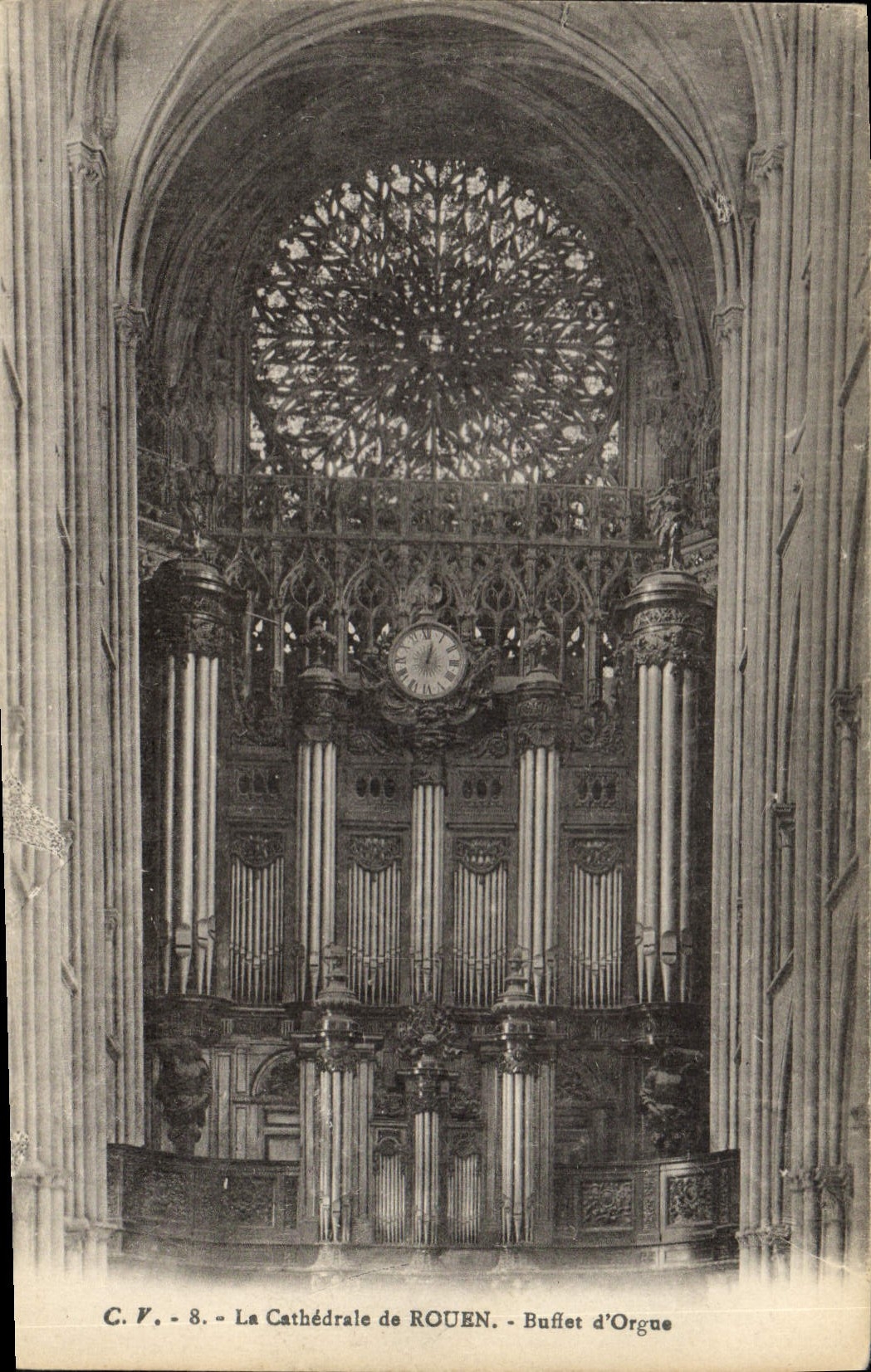 Postal Órgano la catedral de Ruán Aparador de órgano