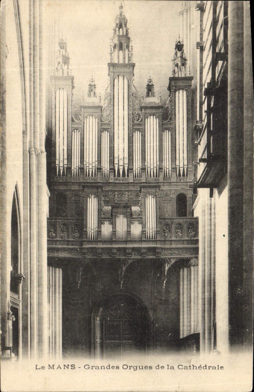 Postal Órgano Le Mans Grandes órganos de la catedral