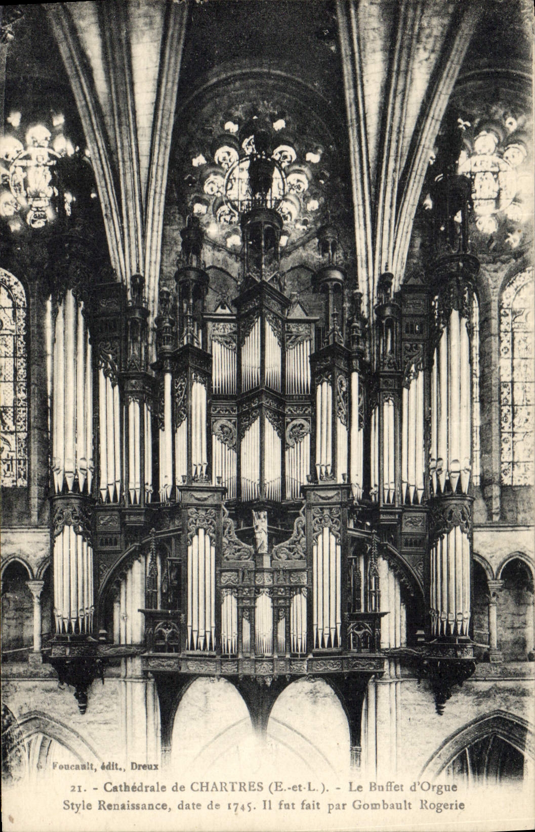 Postal Órgano Catedral de Chartres el aparador de órgano