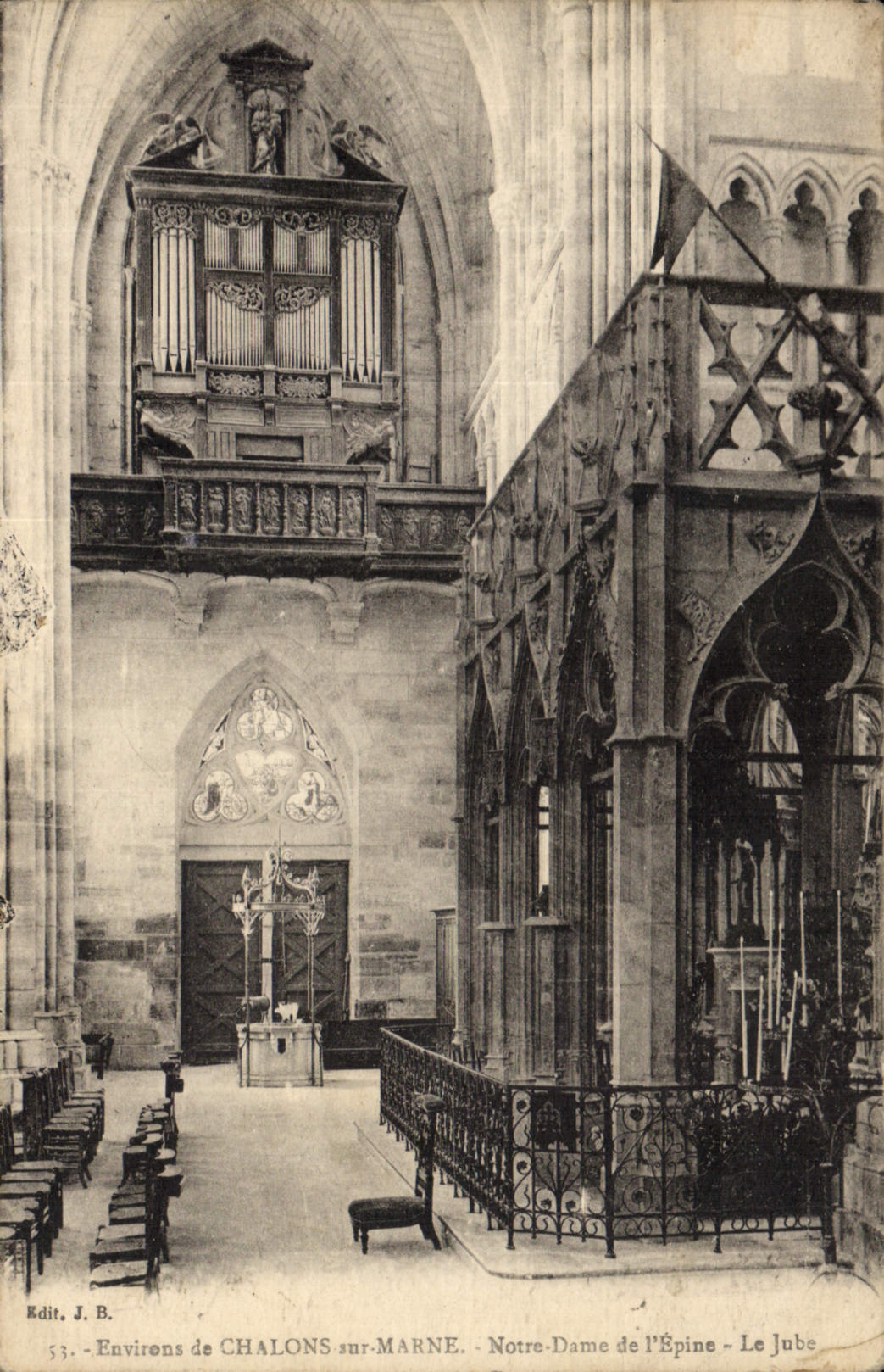 Postal Órgano Alrededores de Redes amargo Marga Notre Dame del EpineLe galería entre el coro y el trascoro