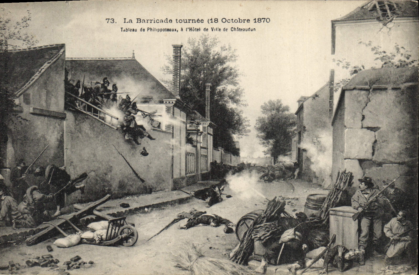 CPA Militaria Guerre de 1870 La barricade tournee 