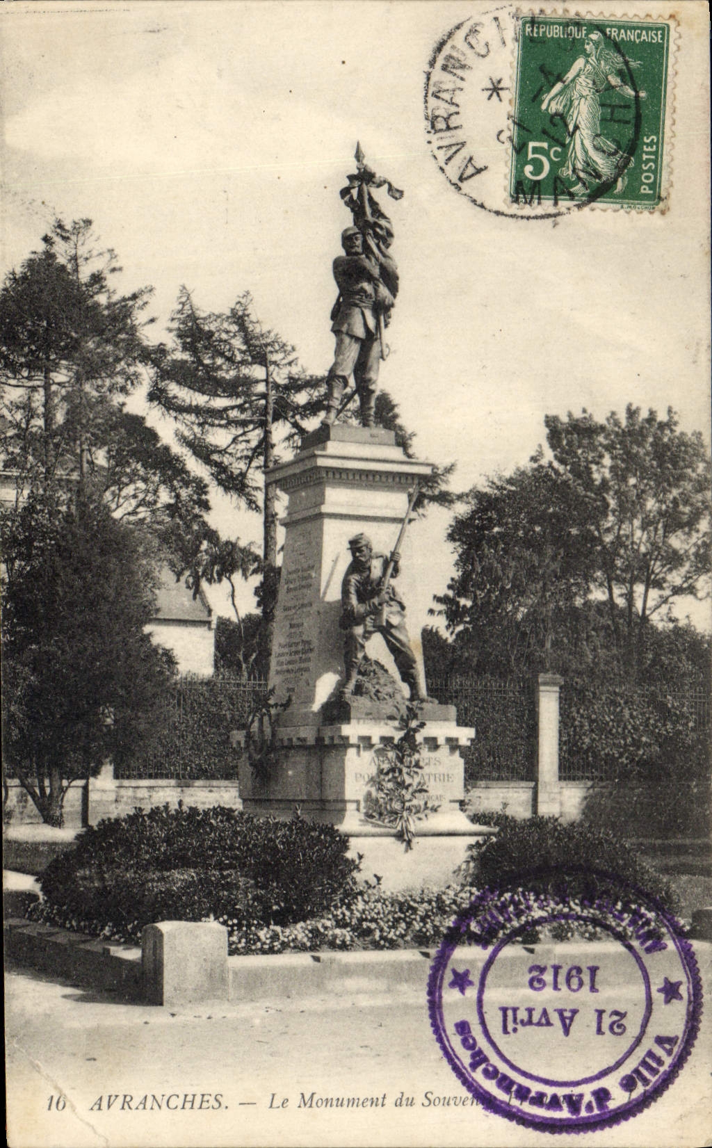 CPA Militaria Guerre de 1870 Avranches Le monument du souvenir Francais