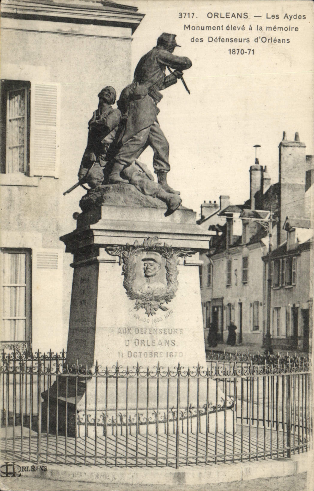 Postal Militaria Guerra de 1870 Orleans el Aydes Monumento alumno tiene la memoria de los Partidarios de Orleans