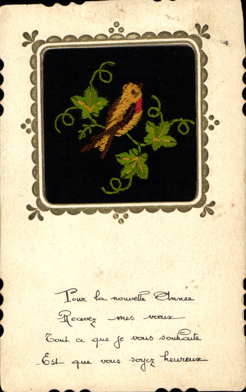 CPA Fantaisie Toilee Oiseau