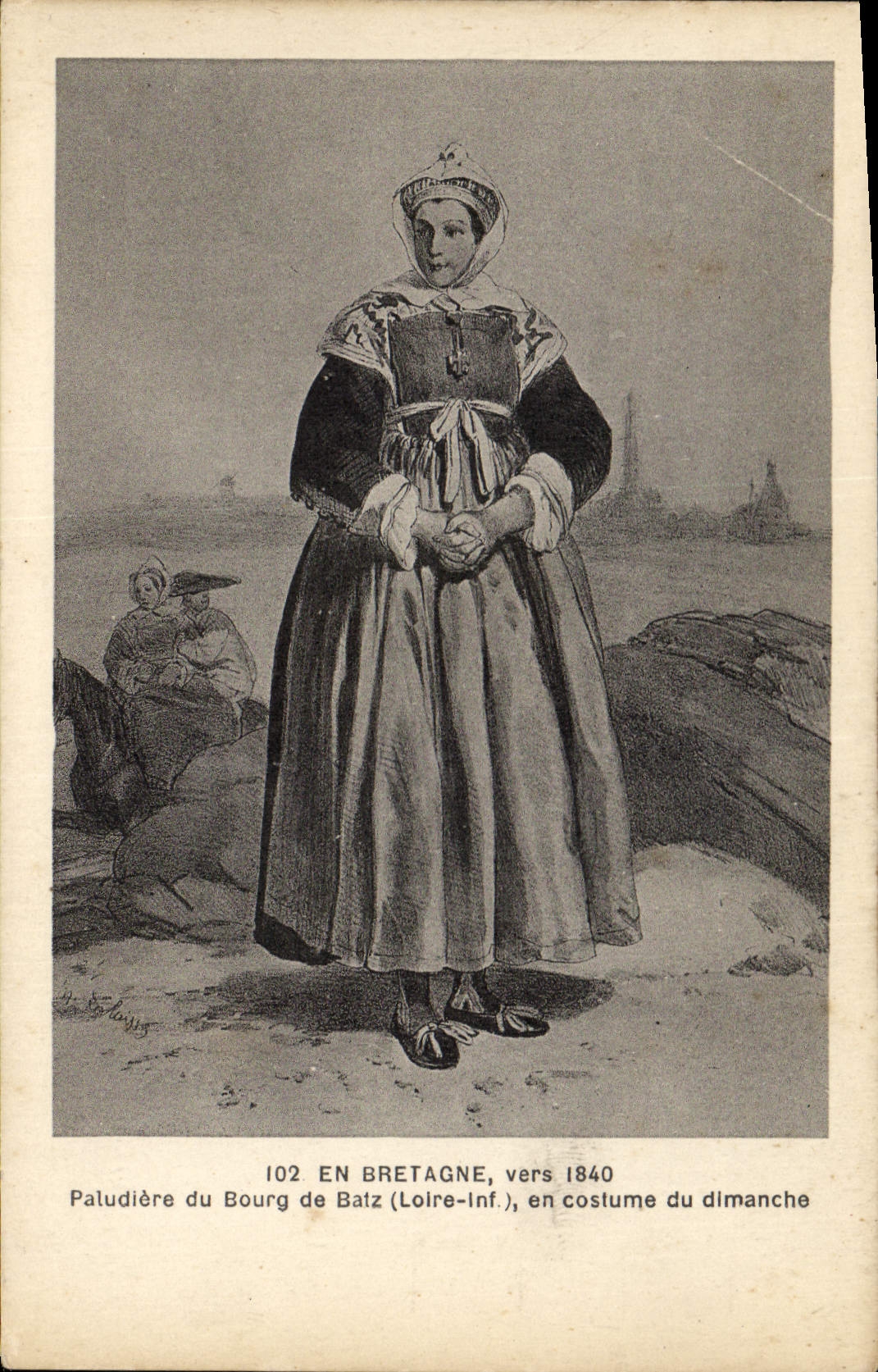 CPA Folklore En Bretagne vers 1840 Paludiere du Bourg de Batz en costume du dimanche