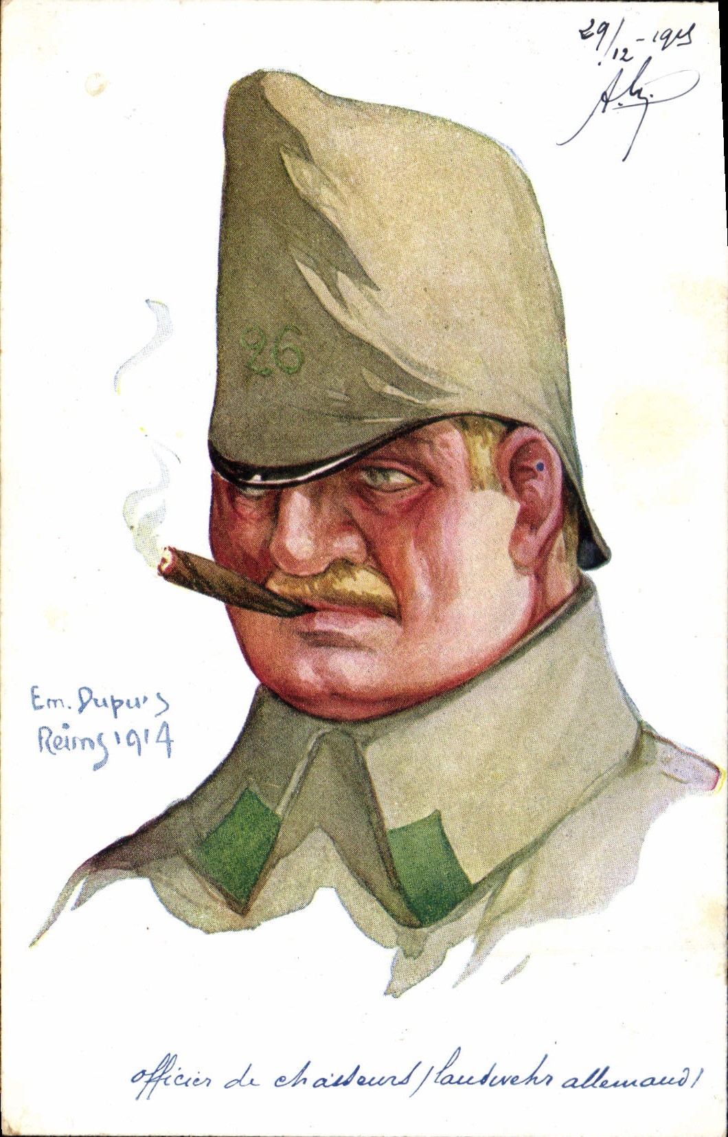 CPA Fantaisie Illustrateur Dupuis Militaria Officier de chasseurs Landwehr allemand