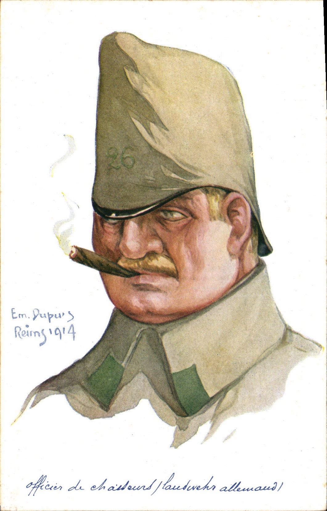 CPA Fantaisie Illustrateur Dupuis Militaria Officier de chasseurs Landwehr allemand