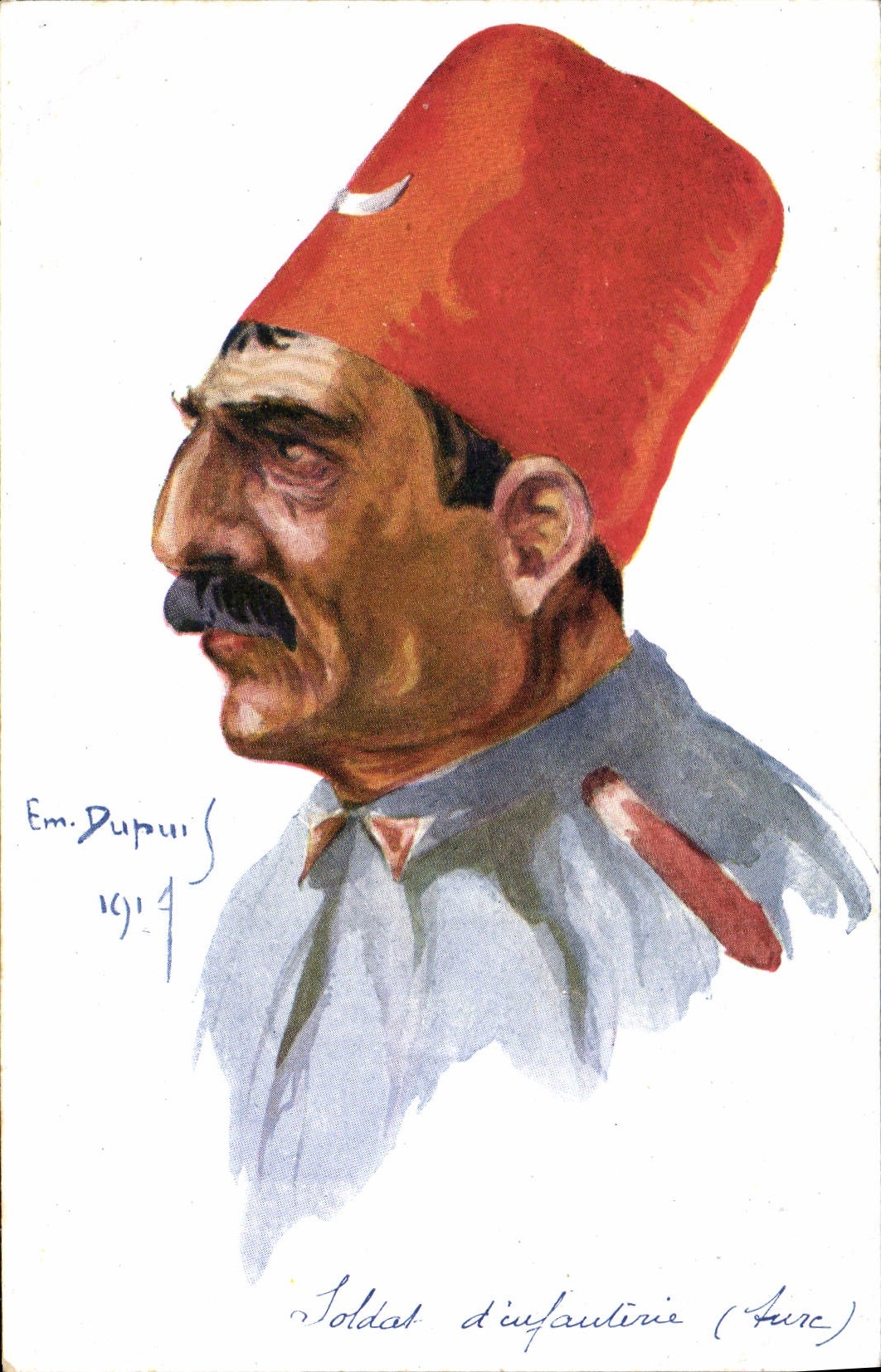 CPA Fantaisie Illustrateur Dupuis Militaria Soldat d'infanterie Turc Turquie Turkey