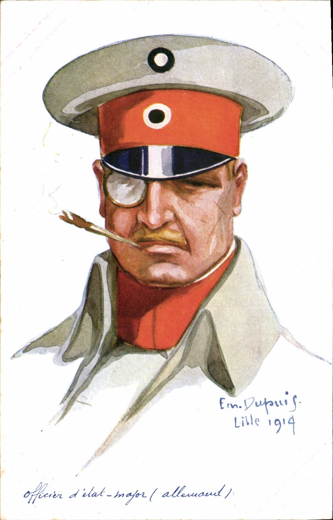 Postal Fantasia Ilustrador Dupuis Militaria Funcionario de Estado Mayor Alemán