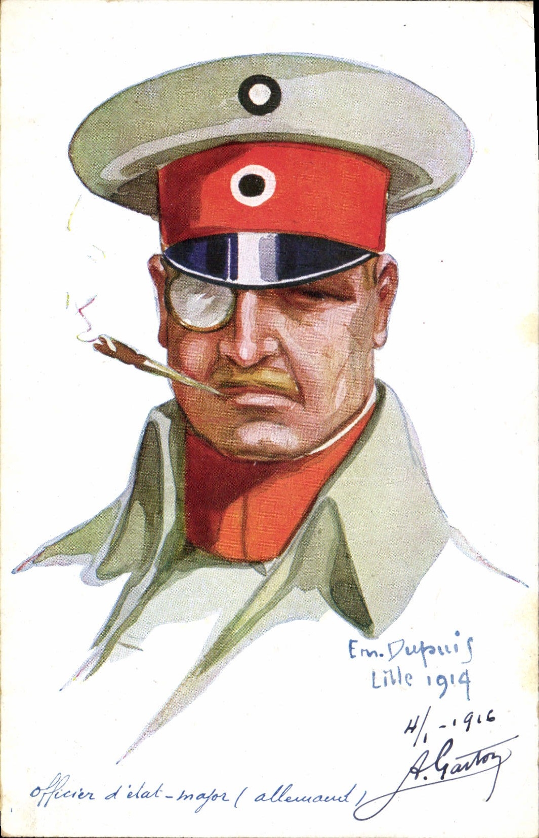 CPA Fantaisie Illustrateur Dupuis Militaria Officier d'Etat Major Allemand